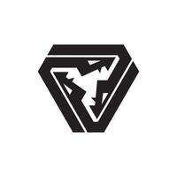 hexagon with a design that looks like three black snake arrows pointing towards the center of the logo. This shape is arranged in a neat geometric style and is dominated by the color black on a white vector