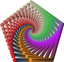 Geometric illusion of pentagons in rainbow colors forming symmetrical swirls vector