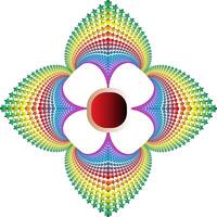 Symmetrical flower shape with four main petals arranged in a rainbow-colored star pattern vector