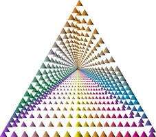 Geometric illusion of colorful triangles in perspective vector