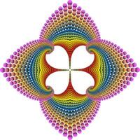Symmetrical fractal pattern in the shape of flower petals with an arrangement of colorful balls in smooth gradations vector