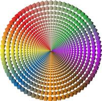 Colorful radial cone shape formed from regular pentagons with gradient and 3D effect vector