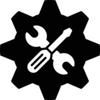 Glyph help center icon with screwdriver and wrench, ideal for customer support, FAQ pages, service portals, and UI help tools vector