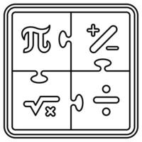 Outline Mathematics Icon, Math Symbols and Geometry Tools vector