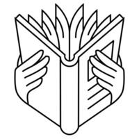Outline Reading Icon, Book and Study Concept vector