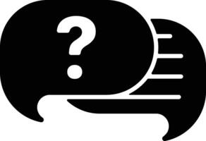 Glyph FAQ icon with a question mark for knowledge base pages, support center, help documentation, and onboarding content vector