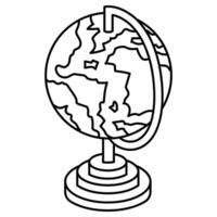 Outline Globe Icon, World Map and Geography Illustration vector