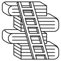 Outline Library Icon, Bookshelf and Knowledge Concept vector