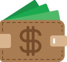 Flat wallet icon suitable for finance apps, digital banking interfaces, budgeting tools, and payment-related graphics vector