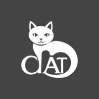 Cat Typography Logo Design in Minimal Style vector