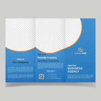 Modern Trifold Business Brochure Template in Blue Color. vector