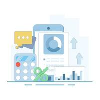 Financial growth chart. Economic profit or sales data. Online investment business chart about investment analysis. Value or investment increase chart. Flat style design illustration. vector