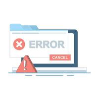 system error suppression concept. operating system error and warning notification, error message. operating system error, windows operating system error warning. flat illustration on background. vector