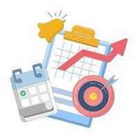 project task management concept. efficient management, strategy and performance, planning to complete work on time. business project planning. successful strategic task solution. flat cartoon. vector