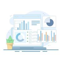 Digital Data Analysis Chart Concept Illustration. Graph diagram on Computer Screen. Digital financial chart. Diagram showing growth and profit. Design illustration on background. vector