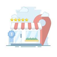 Local Search Concept. Local business marketing. Geofencing for local SEO. Location based SEO strategies to attract customers. Increase traffic and search engine optimization. Cartoon illustration. vector