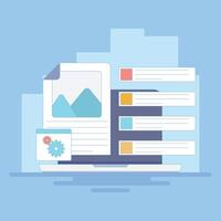 marketing analysis concept, Content Management System, CMS Software, content optimization with header tags. CMS for websites and blogs, business data management. flat cartoon style design illustration vector