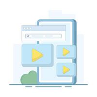 Online concept. window device. player for streaming online movies and media, clips and internet tubes. Flat illustration on background. vector
