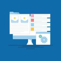 marketing analysis concept, Content Management System, CMS Software, content optimization with header tags. CMS for websites and blogs, business data management. flat design illustration. vector
