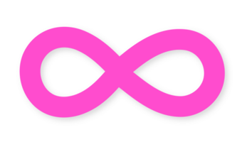Pink infinity symbol stylized. A solid pink, stylized infinity symbol with a subtle shadow, representing love, connection, and feminine aspects of continuity. png