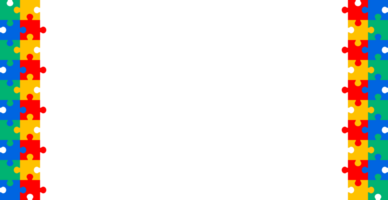 Vertical puzzle piece border. A vertical border of interlocking puzzle pieces in red, yellow, blue, and green, symbolizing autism awareness, neurodiversity, and complexity. png