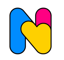 Vibrant Letter N Logo Design - Modern Alphabet Icon with Stylized Typography and Dynamic Colors featuring a heart shape, Ideal for Branding, Apps, and Creative Graphic Projects. png