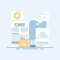 Content management concept illustration. website management software, CMS - content management system, marketing strategy, communication for online websites. flat design illustration. vector