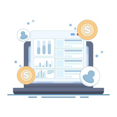 Pay Per Click or PPC Marketing Concept, Website PPC Campaign, PPC Campaign Analysis, Digital Advertising Campaign. Pay per click marketing, website paid traffic. Successful PPC Strategy. flat cartoon.