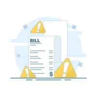 Invoice transaction concept payment declined. Payment not received. Fraud payment declined notice, Tax debt payment declined warning notice. Purchase cancellation. Flat design illustration. vector