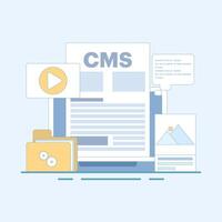 Content management concept illustration. website management software, CMS - content management system, marketing strategy, communication for online websites. flat illustration. vector