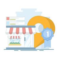 Local Search Concept. Local business marketing. Geofencing for local SEO. Location based SEO strategies to attract customers. Increase traffic and search engine optimization. Flat illustration. vector