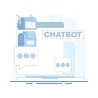 chatbot. Futuristic concept of talking AI chatbot screen. Chatting with chatbot app. AI robot assistant, artificial intelligence robot assistant, online customer support. illustration vector