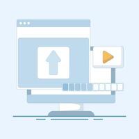 upload illustration for Streaming Platform, internet users upload videos, streaming files. Social, and Content Sharing. Flat Illustration in the background. vector