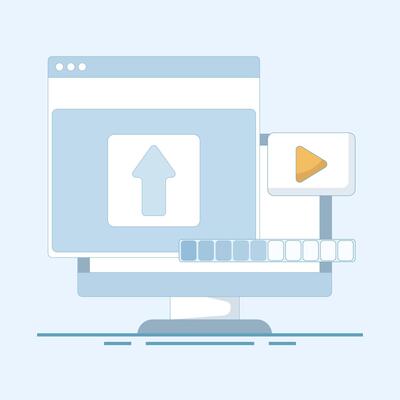 upload illustration for Streaming Platform, internet users upload videos, streaming files. Social, and Content Sharing. Flat Illustration in the background.
