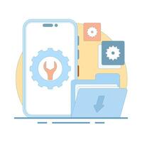 system maintenance, system errors and troubleshooting. System software is under maintenance. warning or maintenance. security or device that needs to be repaired. flat style illustration. vector