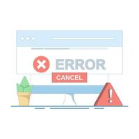 system error suppression concept. operating system error and warning notification, error message. operating system error, windows operating system error warning. flat design illustration. vector