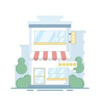 The concept of a 5 Star Rated Store signifies that the store is the best store. trust to use the service again, customer satisfaction that gives 5 star rating feedback. flat style illustration. vector