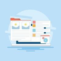 marketing analysis concept, Content Management System, CMS Software, content optimization with header tags. CMS for websites and blogs, business data management. flat style design illustration. vector