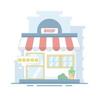 The concept of 5 Star Rated Store signifies that the store is the best store. trust to use the service again, customer satisfaction that gives 5 star rating feedback, Shopping with 5 Stars. vector