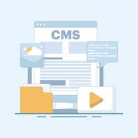 Content management concept illustration. website management software, CMS - content management system, marketing strategy, communication for online websites. design illustration. vector