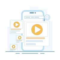 Online concept. window device. player for streaming online movies and media, clips and internet tube. Flat design illustration on background. vector