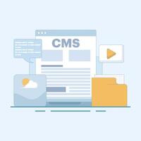 Content management concept illustration. website management software, CMS - content management system, marketing strategy, communication for online websites. cartoon illustration. vector