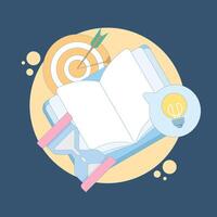 Self-development concept. Self-improvement. Self-study, online education, e-books, distance learning. Achieving goals to develop self-skills. Flat illustration on the background. vector