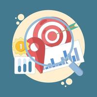 Store locator concept. Find profitable locations, strategic investments and ROI insights. online information search. device screen with local pin location and target. flat style design illustration vector