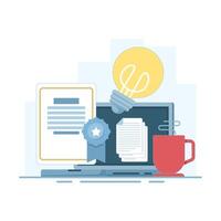 certification concept, skills training seminar, online class or webinar, course, distance learning, online certification course, online training program, e-book, online class. flat design illustration vector