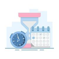 Time management concept, Self-discipline or self-control to complete work or achieve business targets, time management to increase productivity. flat design illustration. vector