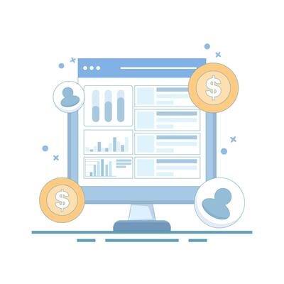 Pay Per Click or PPC Marketing Concept, Website PPC Campaign, PPC Campaign Analysis, Digital Advertising Campaign. Pay per click marketing, website paid traffic. Successful PPC Strategy. Flat design.