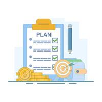 Goal Setting Concept. preparing for success to achieve targets, Setting financial targets with structured planning. setting goals, objectives, business goals and objectives, flat design. vector