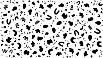 Abstract Doodle Pattern Background with Irregular Black Blobs and Hand Drawn Shapes on White vector