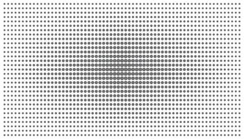 Horizontal Halftone Dot Gradient Background with Centered Focus in Black and White Optical Art Style vector